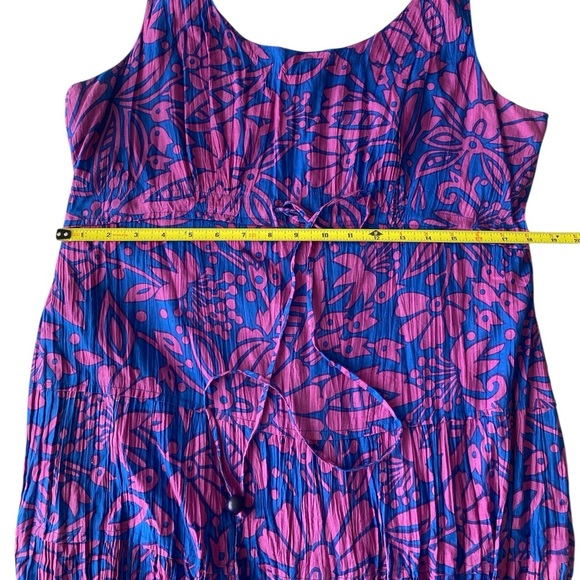 Soft Surroundings Pink Blue Sleeveless Scoop Neck Floral Midi Dress Size Medium - Picture 5 of 8